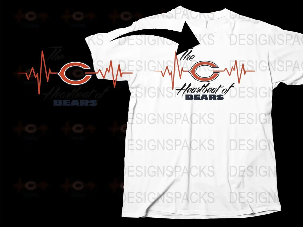 Bear Heartbeat Graphic T-Shirt, Unisex White Tee with Red Pulse Design, Casual Apparel