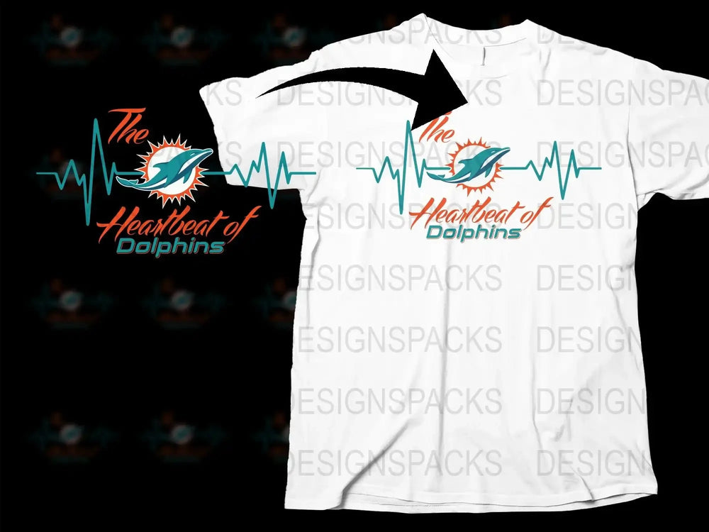 Dolphin Heartbeat Graphic T-Shirt, White Tee with Dolphin and Pulse Design, Ocean Life Casual Wear