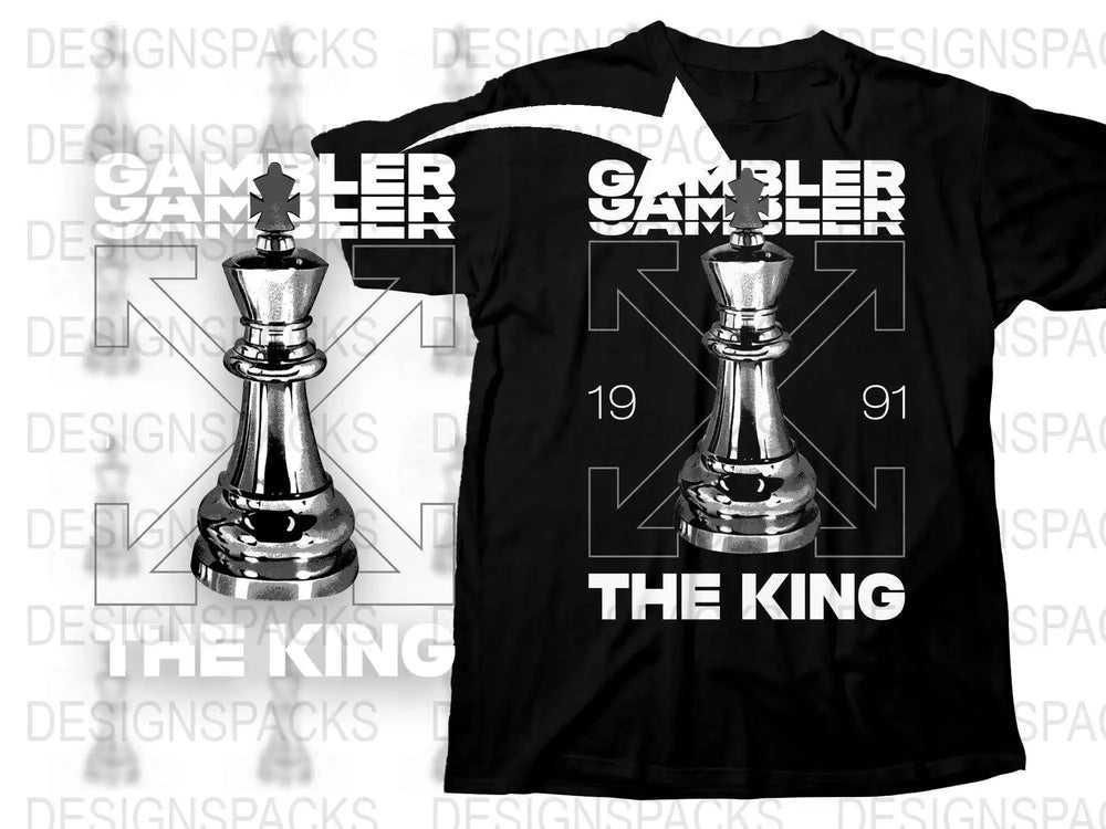 The King 1991 Gambler Bold Chess Piece Graphic Png Digital Download