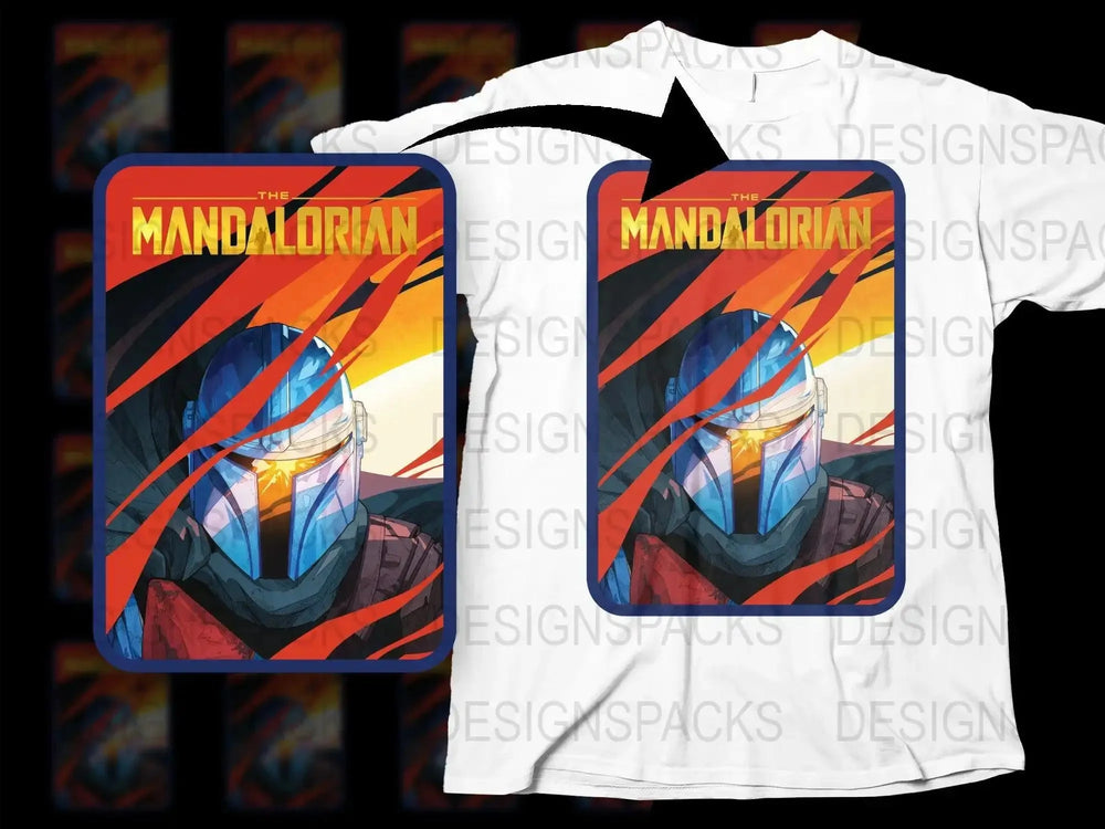 The Mandalorian Colorful Artistic Design Png Digital Download