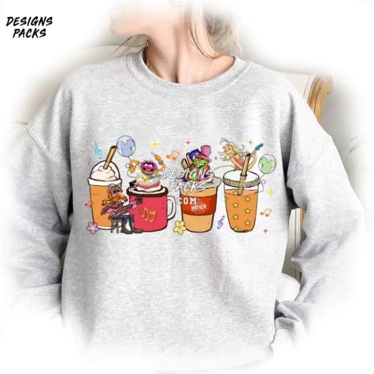 The Muppets Show Cartoon Mayhem Coffee Latte Png Design