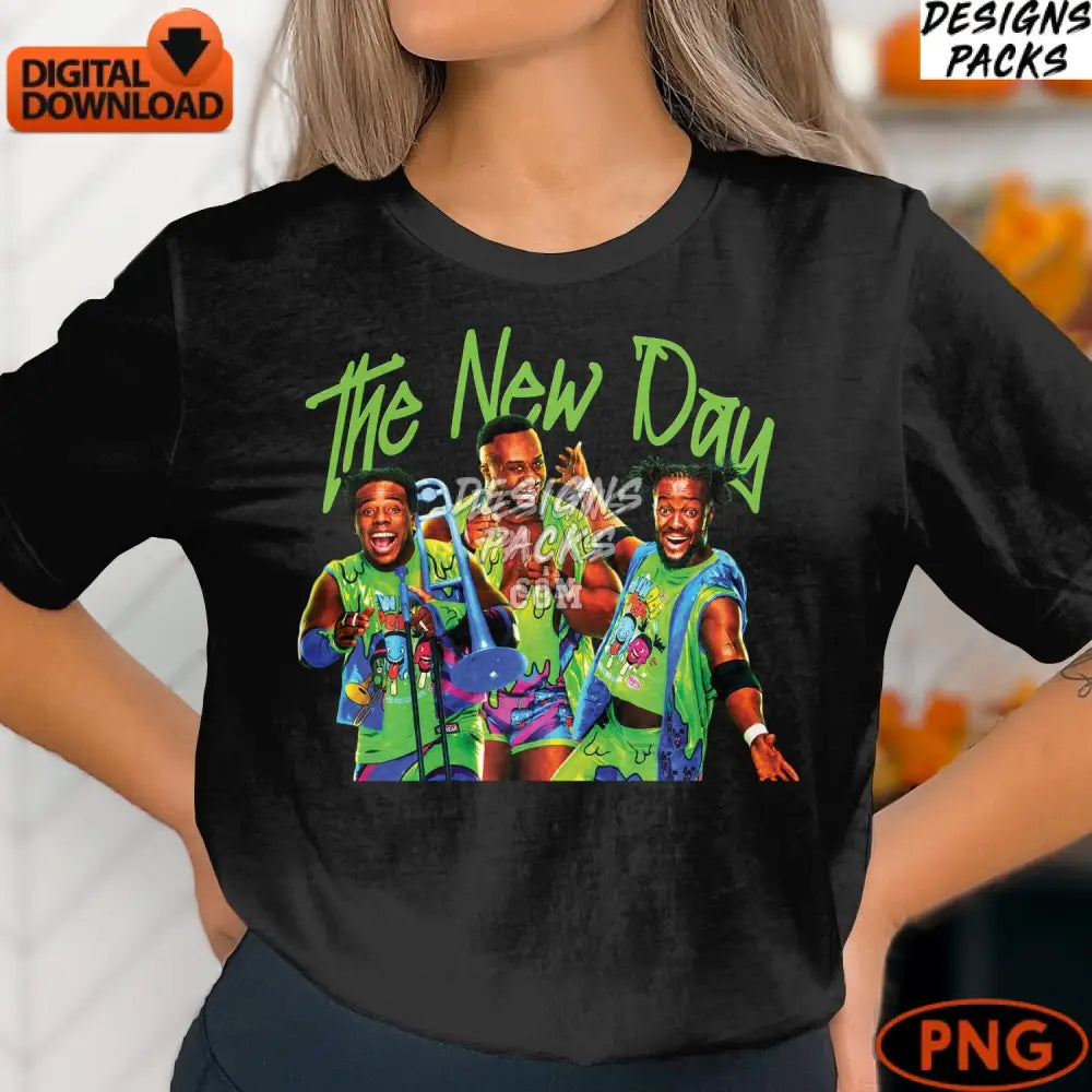 The New Day Wrestling Trio Digital Art Instant Download Png Colorful