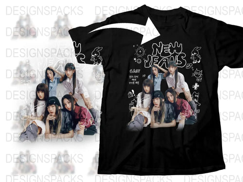 New Jeans K-Pop Band Graphic T-Shirt, Trendy Music Group Tee, Fan Merchandise, Unisex Fashion