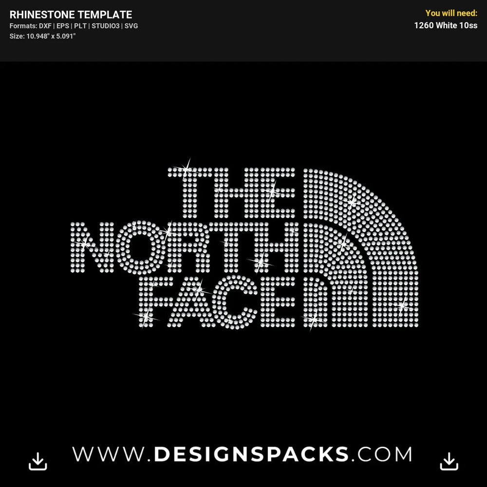 The North Face Big Logo Rhinestone Digital Template