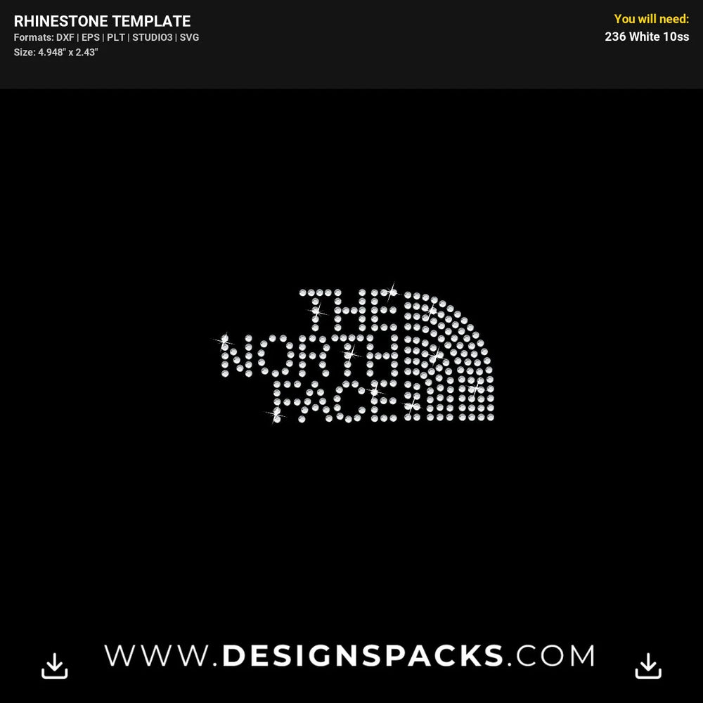 The North Face Small Logo Rhinestone Digital Template