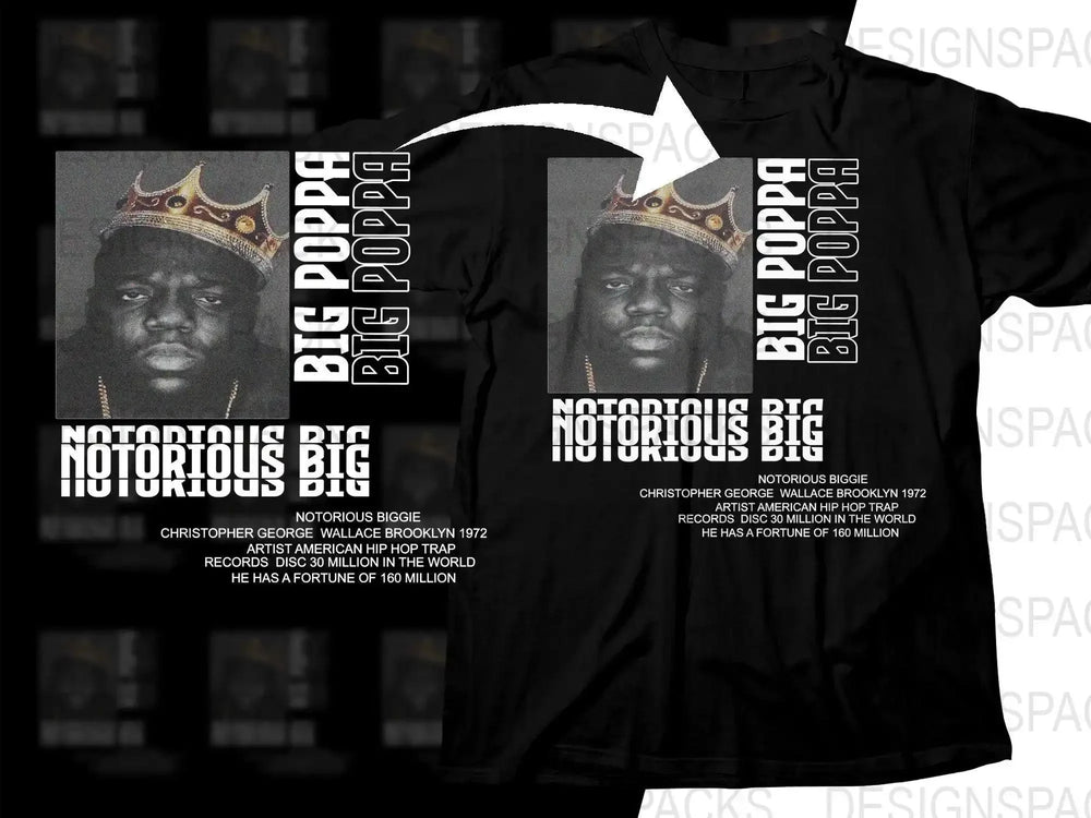The Notorious B.I.G. Iconic Rap Legend with Crown Graphic Png Digital Download