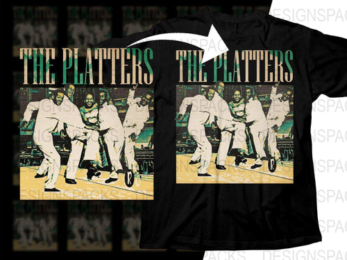 The Platters vintage band design on black t-shirt, retro music graphic print