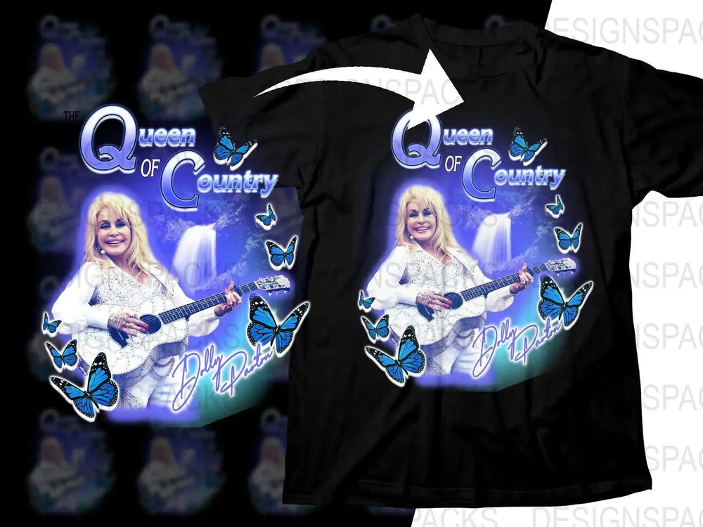 The Queen of Country Dolly Parton Waterfall Blue Png Digital Download
