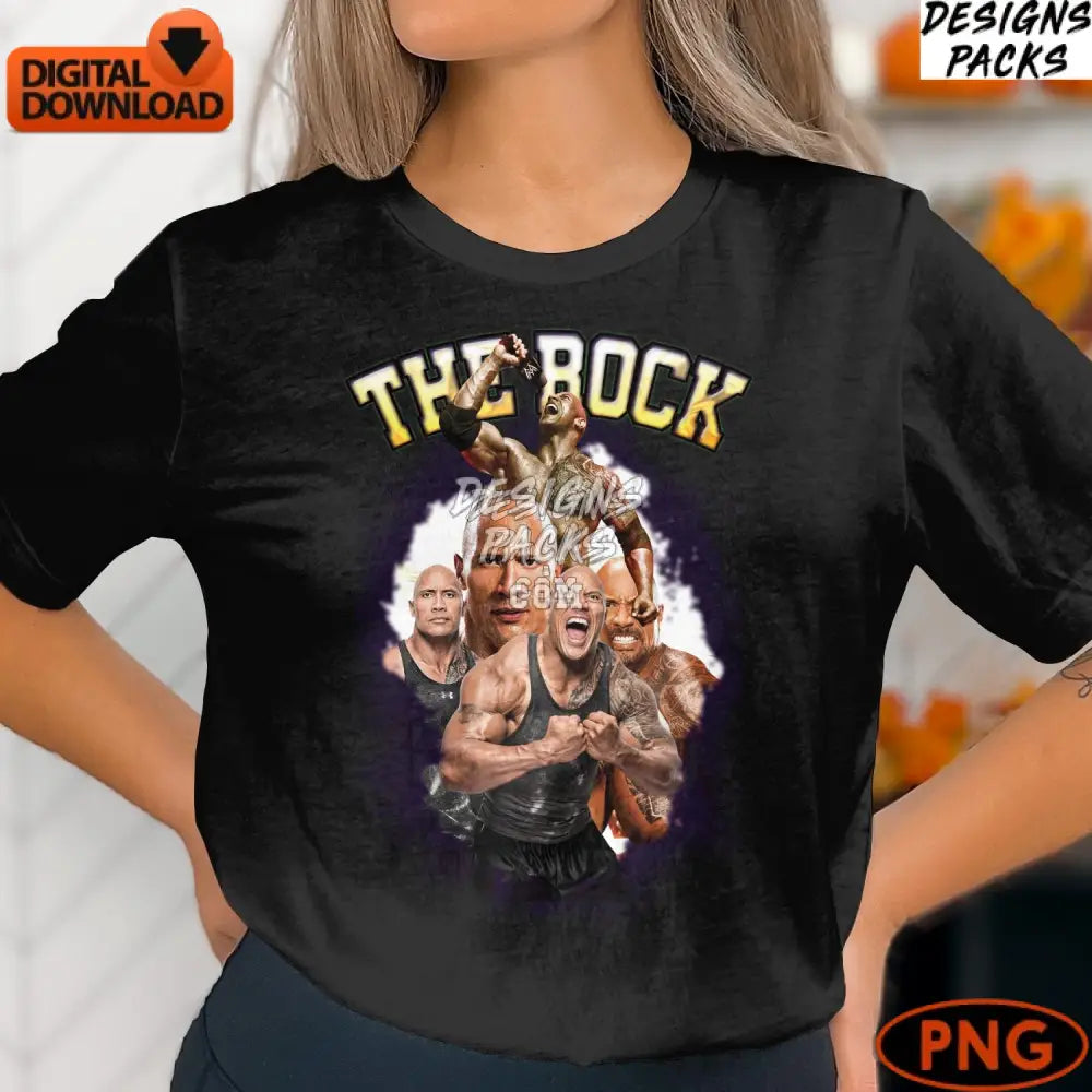The Rock Dwayne Johnson Digital Art Wrestling Icon Png Instant Download Celebrity Fan
