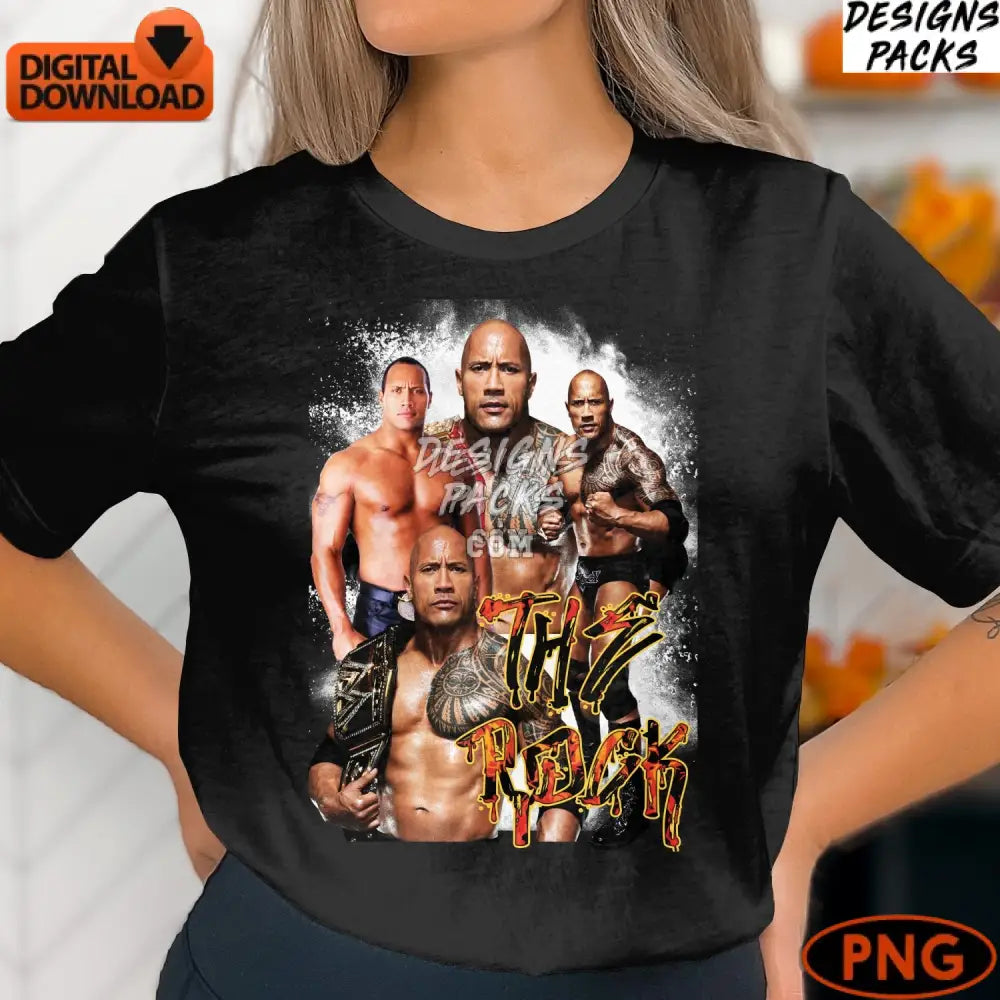 The Rock Dwayne Johnson Wrestling Star Champion Wrestler Instant Download Png