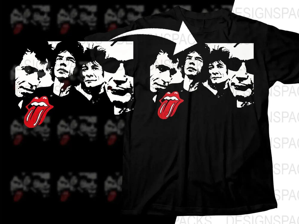 The Rolling Stones Iconic Rock Band Members Graphic Png Halftone Digital Download