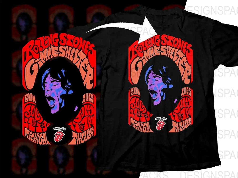The Rolling Stones Musician Gimme Shelter Vintage Concert Poster Design Png Design Digital Download