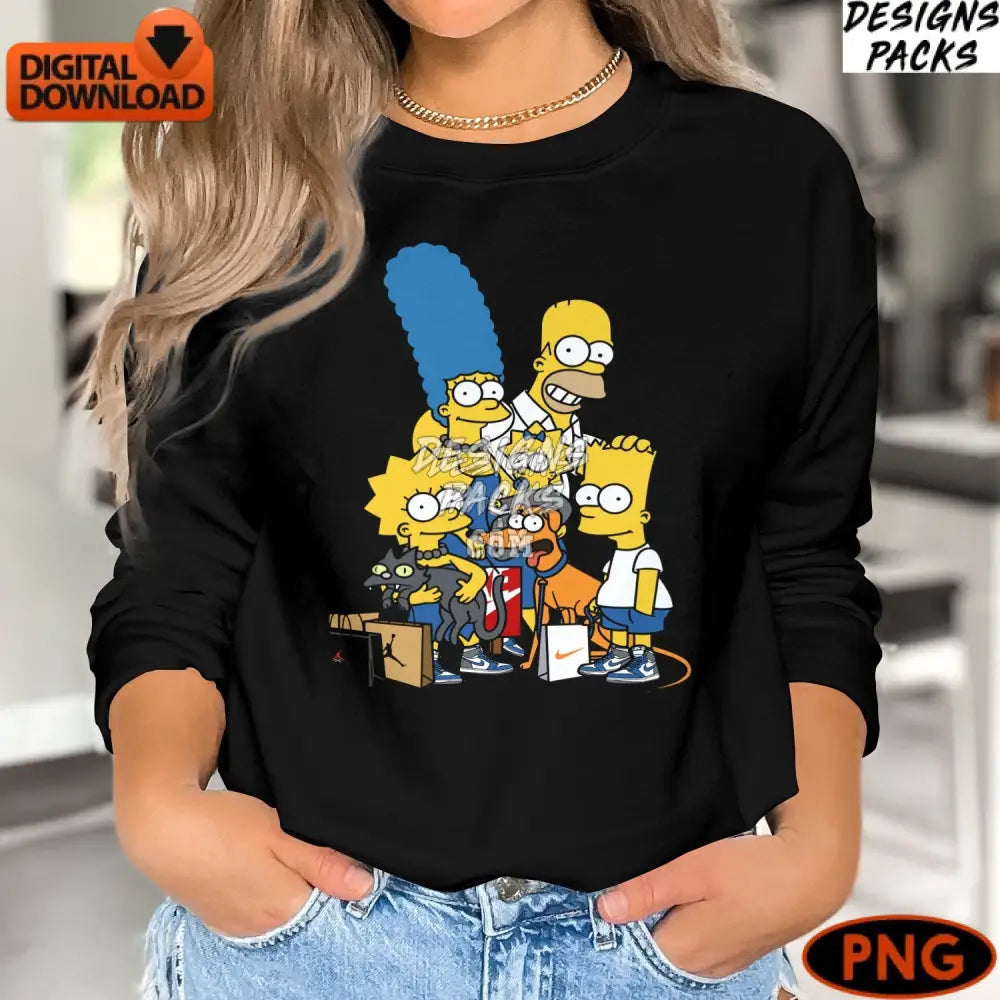 The Simpsons Family Digital Art Png Instant Download Cartoon Character Illustration Fan
