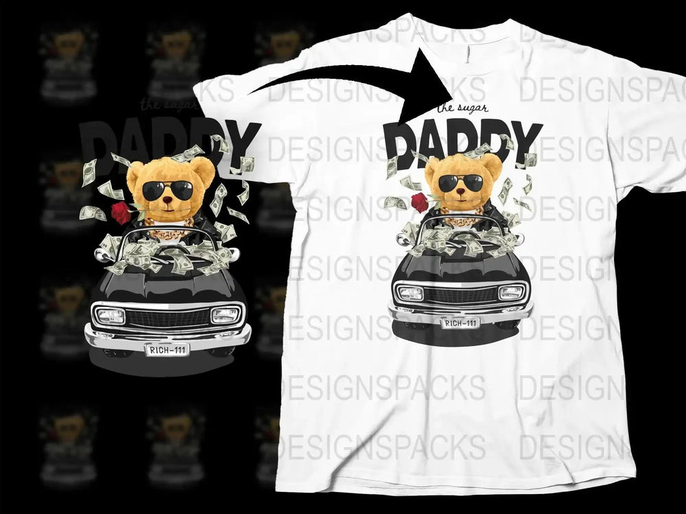 The Sugar Daddy Teddy Bear With Cash Png Digital Download