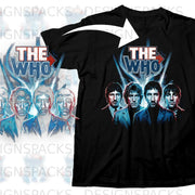 Black t-shirt with "The Who" logo and band members illustration.