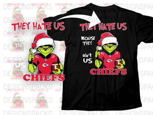 Kansas City Chiefs Themed T-Shirt, Football Fan Apparel, Team Spirit Black Tee with Cartoon Character Design