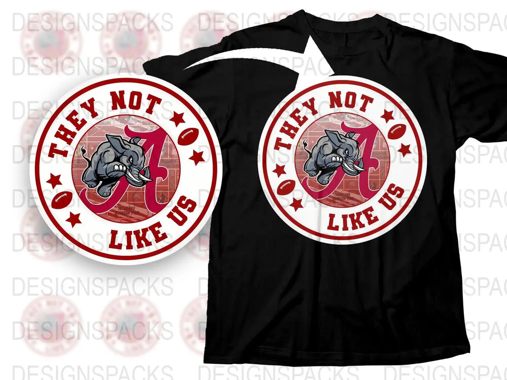 'They Not Like Us' Elephant Graphic T-Shirt, Red and White, Unisex Casual Wear, Trendy Animal Design Tee