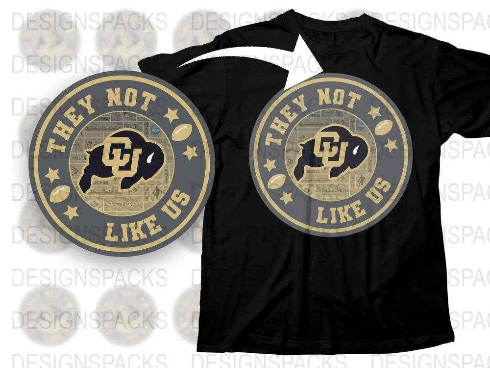 They Not Like Us T-Shirt, CU Buffaloes Fan Gear, College Sports Apparel, Black and Gold Tee