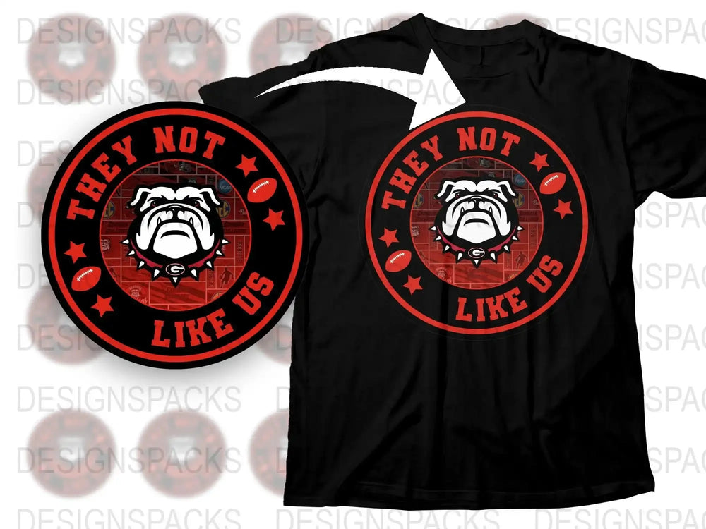 Bulldog Graphic T-Shirt, Bold Red and Black Design, 'They Not Like Us' Casual Wear, Unisex Cotton Tee