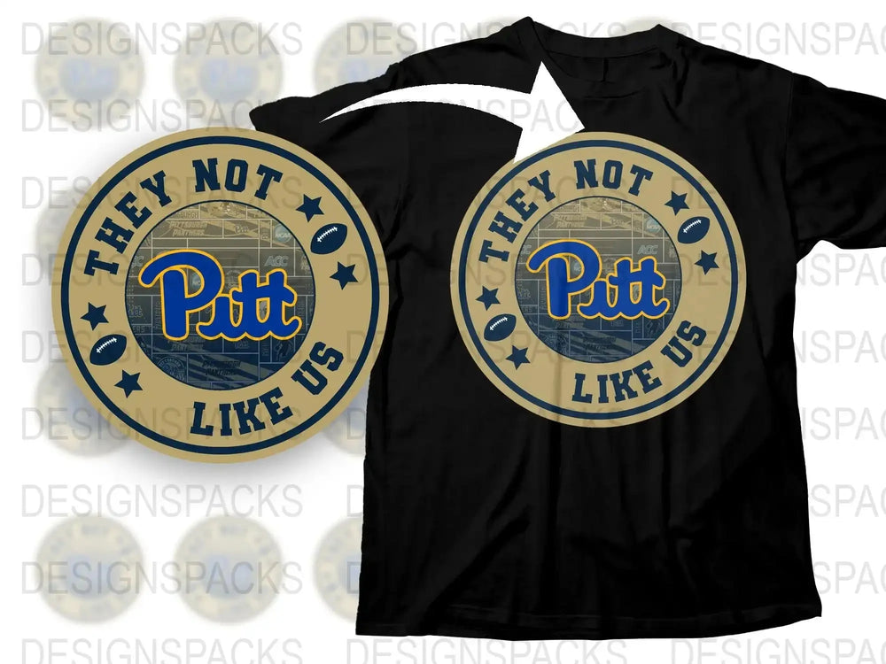 Pitt University Fan T-Shirt, They Not Like Us Slogan Tee, College Sports Apparel, Navy Blue Graphic Shirt