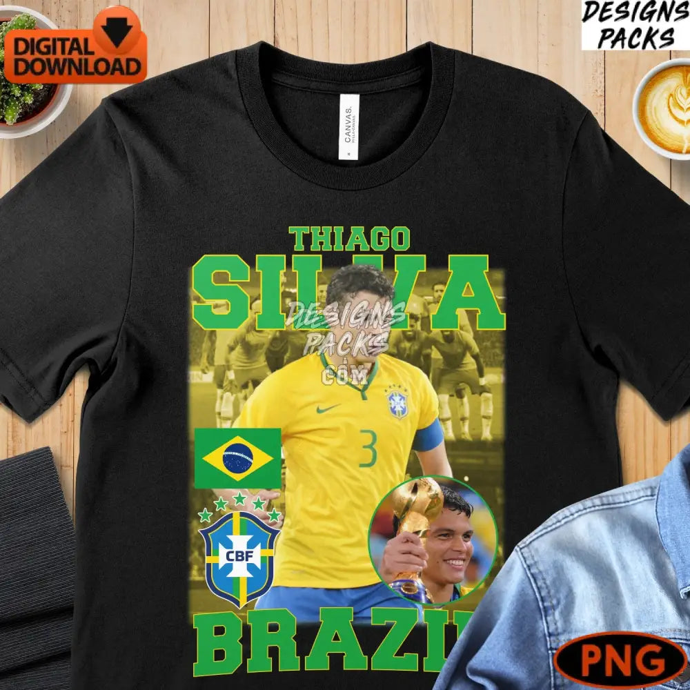 Thiago Silva Brazil Soccer Instant Download Png Digital Sports Football Fan Gift