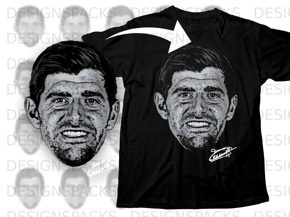 Realistic Face Graphic Art Design on Black T-shirt