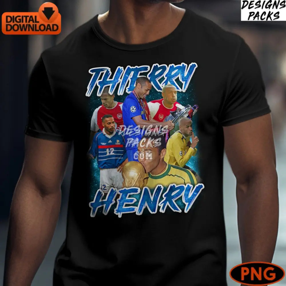 Thierry Henry Football Legend Digital Art Print Soccer Player Career Highlights Instant Download Png