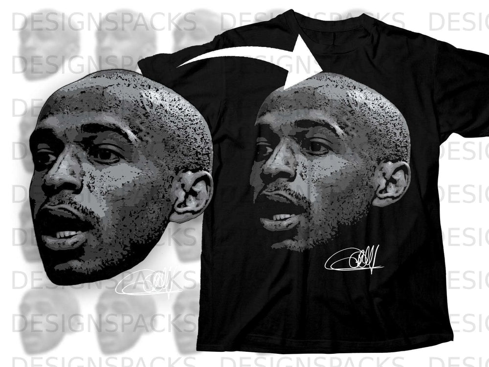 Detailed Graphic Face Print Black Signature Tee