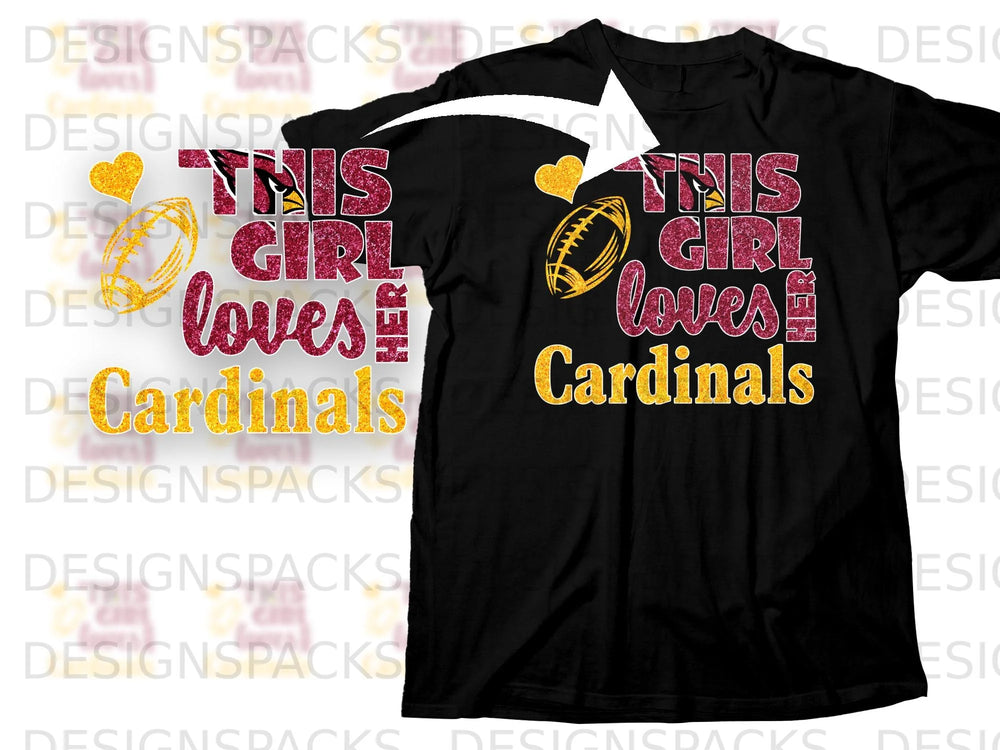 This girl loves Cardinals football design on a black t-shirt.