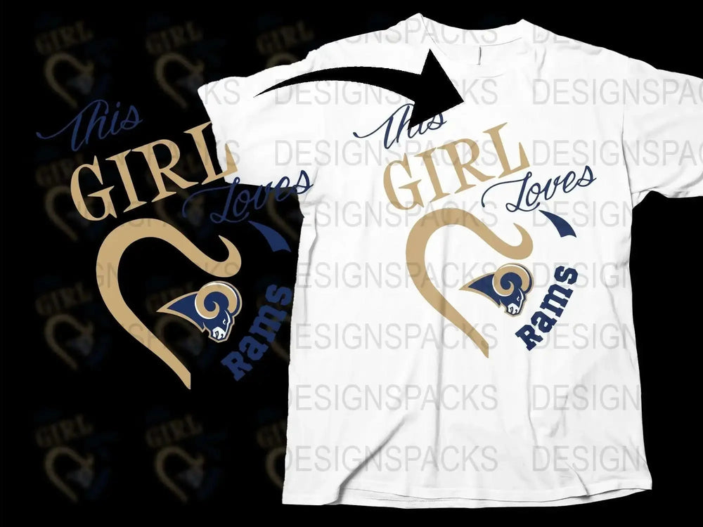 This Girl Loves Rams T-Shirt, Sports Fan Gift, Trendy Football Team Support Tee