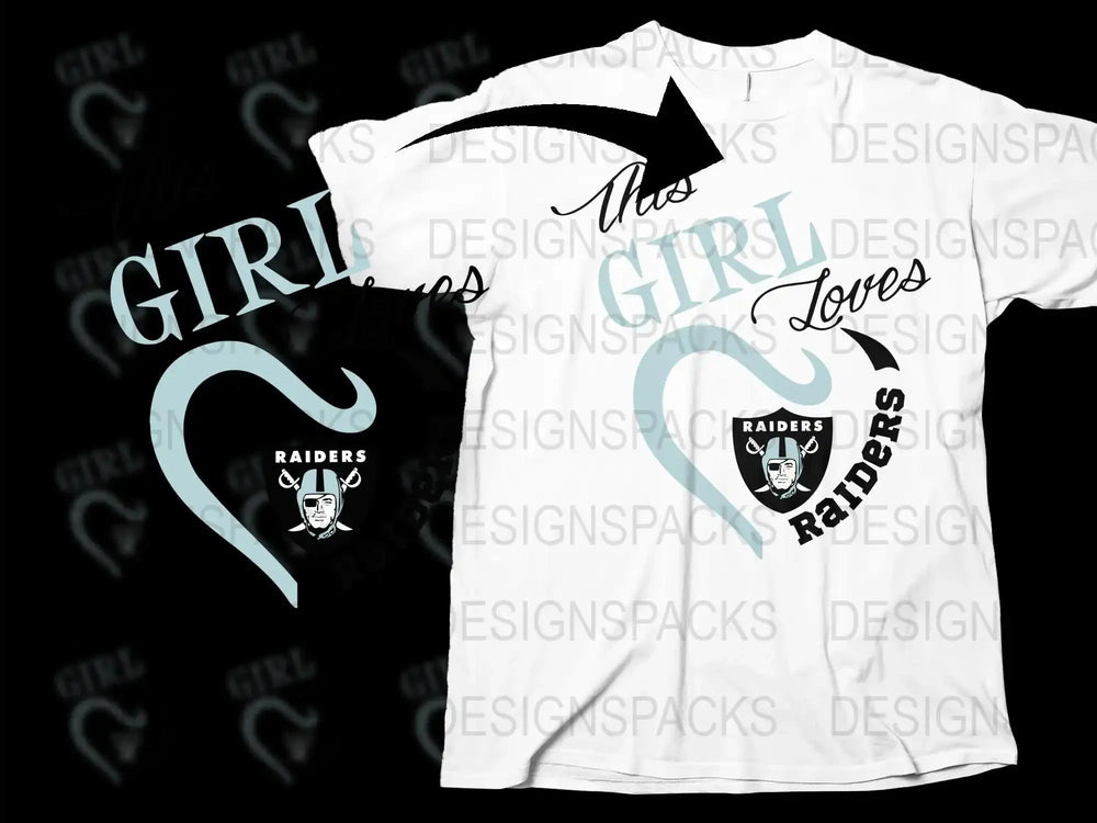 Raiders Themed T-Shirt for Women, This Girl Loves Raiders Graphic Tee, Sports Fan Apparel