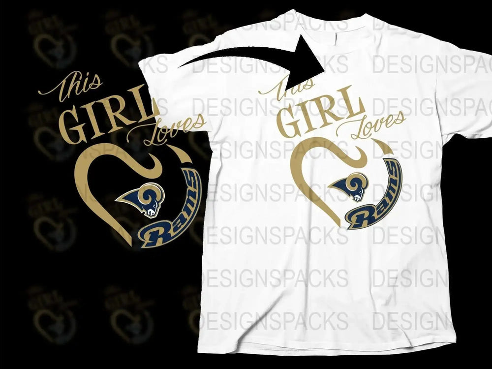 This Girl Loves Rams T-shirt, Sports Fan Gift, Football Team Support Tee, Graphic Shirt for Women
