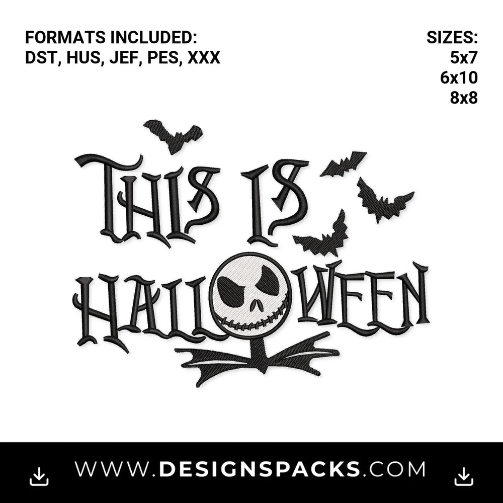 This Is Halloween Jack Skellington Embroidery Design - Instant digital download pattern at Designspacks.com
