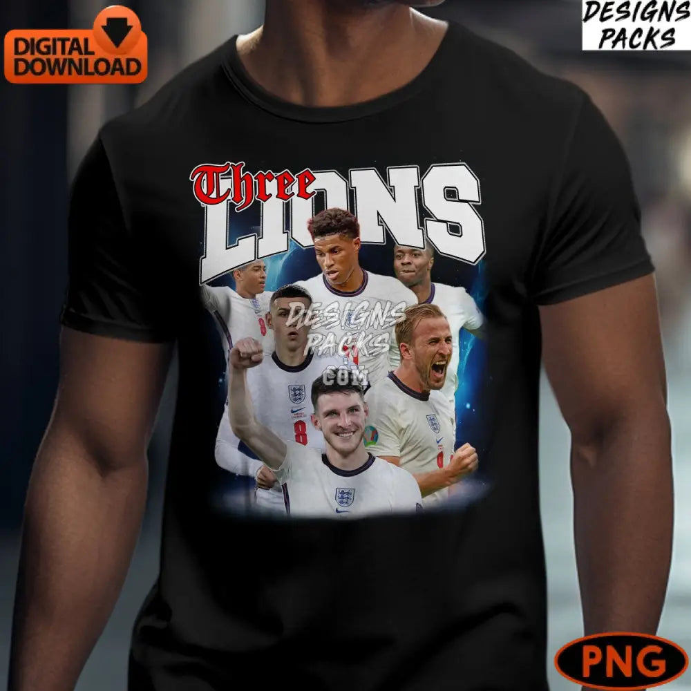 Three Lions England Football Team Digital Art Instant Download Png Soccer Fan Gift