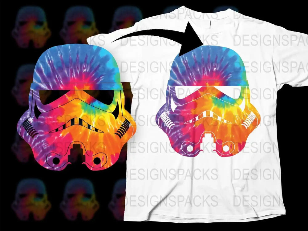 Tie Dye Stormtrooper Helmet Graphic Png Digital Download