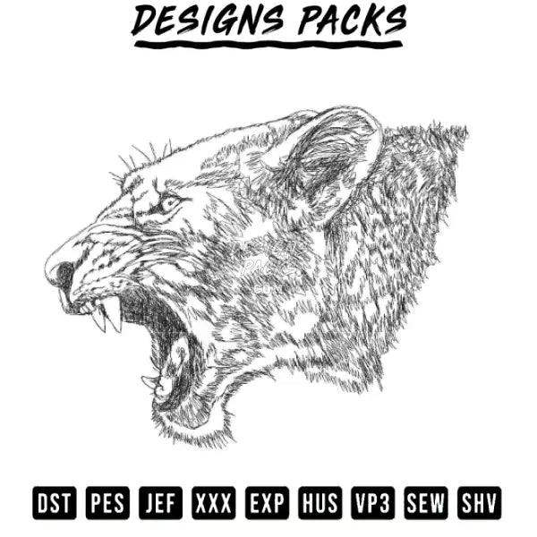 Tiger Scribble Embroidery Design 