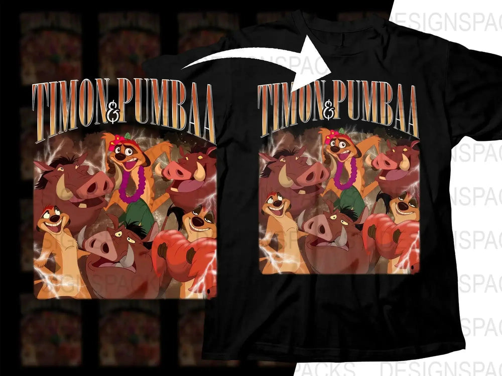 Timon and Pumbaa Cartoon Characters Bootleg Png Digital Download