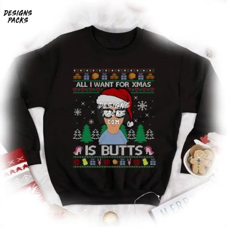 Tina Belcher Ugly Christmas All I Want For Is Butts Bob’s Burgers Png Design