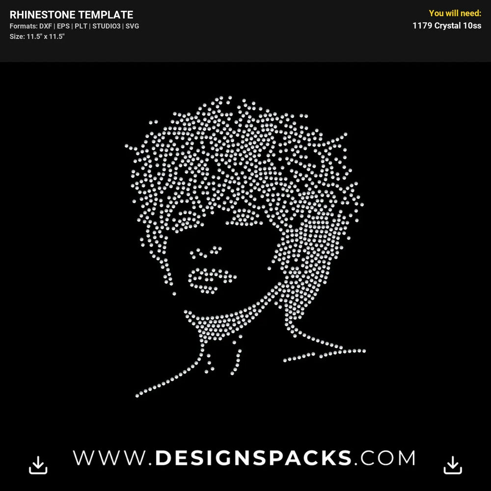 Tina Turner Face Rhinestone Digital Template