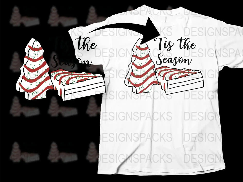Christmas Tree Cake T-Shirt, Festive Holiday Apparel, Tis the Season Tee, Winter Fashion
