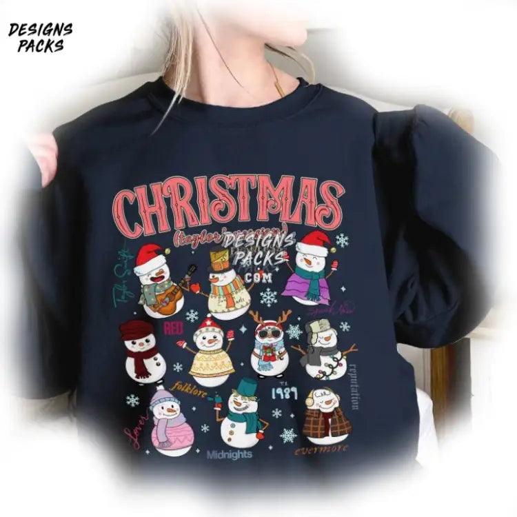 Tis The Season Ts Eras Mix Christmas Hoodie Chrismas Snowmen Version Png Design