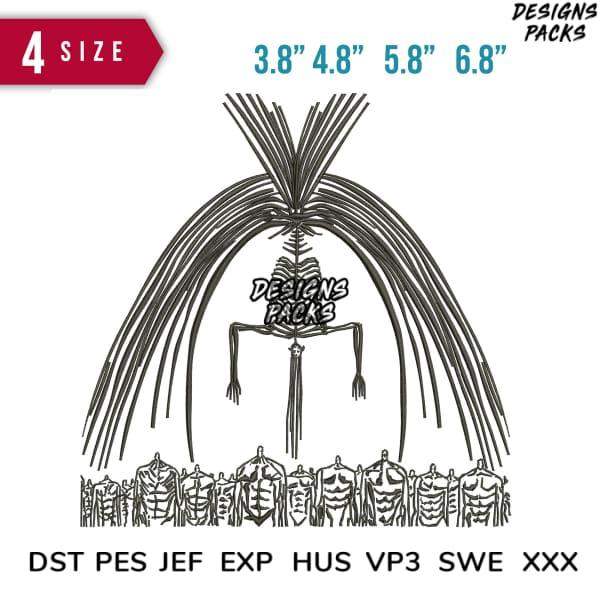 Embroidery design bundle with 4 sizes, DST PES JEF formats, muscle-themed patterns for instant download