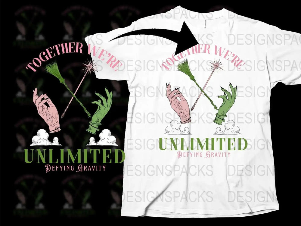 Together We're Unlimited T-Shirt, Defying Gravity Graphic Tee, Couples Matching Shirts, Unique Hand Design Top