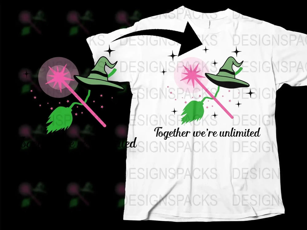 Wicked Musical Inspired T-Shirt, Broadway Fan Gift, Together We're Unlimited Tee, Witch Hat Graphic Shirt
