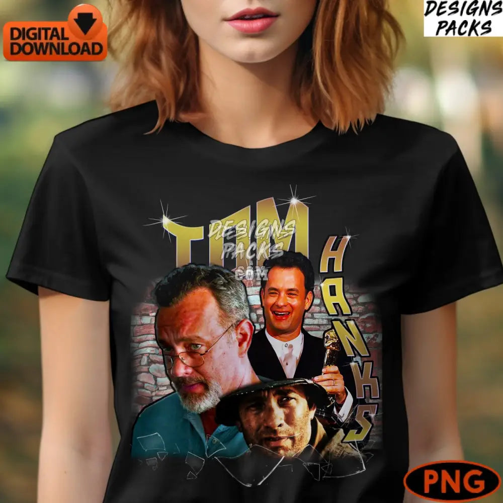 Tom Hanks Tribute Artwork Digital Download Film Actor Collage Png Versatile Art
