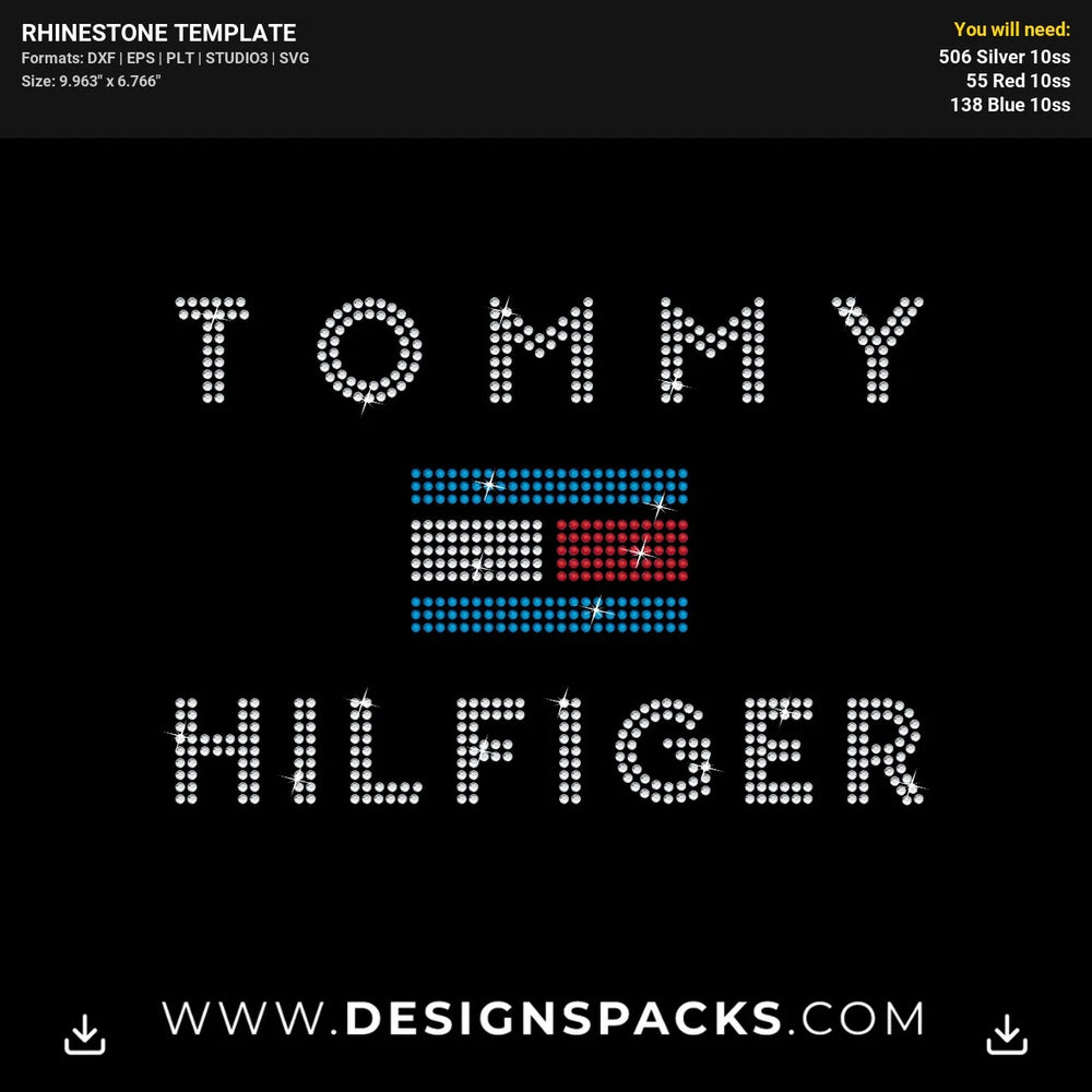 Tommy Hilfiger Style Two Logo Rhinestone Digital Template