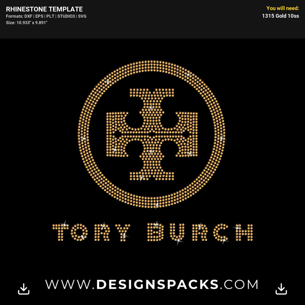 Tory Burch Fashion Brand Logo Rhinestone Digital Template