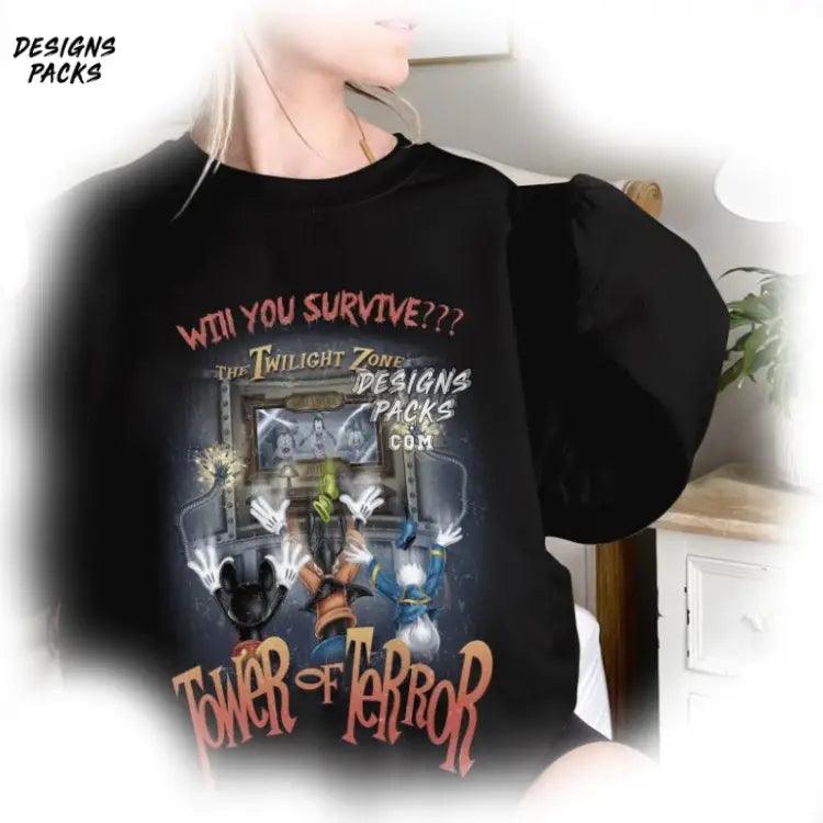 Tower Of Terror Halloween Sublimation Mickey Not So Scary Cartoon The Twilight Zone Png Design