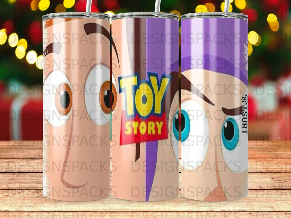 Toy Story Woody Buzz Eyes Characters Tumbler Digital Wrap Design