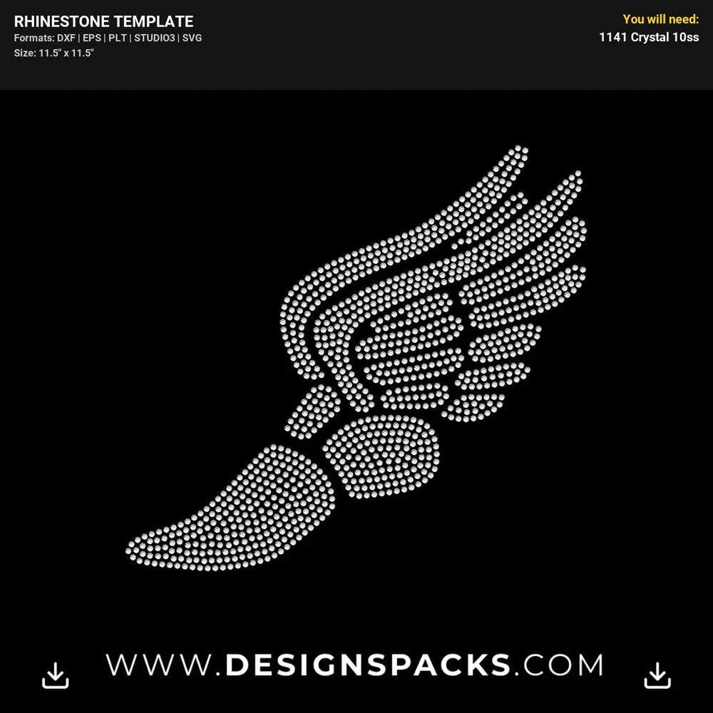Track Foot Winged Logo Rhinestone Digital Template